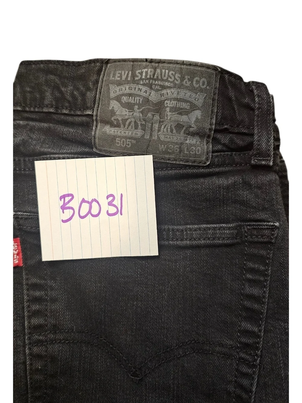 Levi's 505 Regular Fit Black Jeans Men's 36x30 Straight Leg Denim